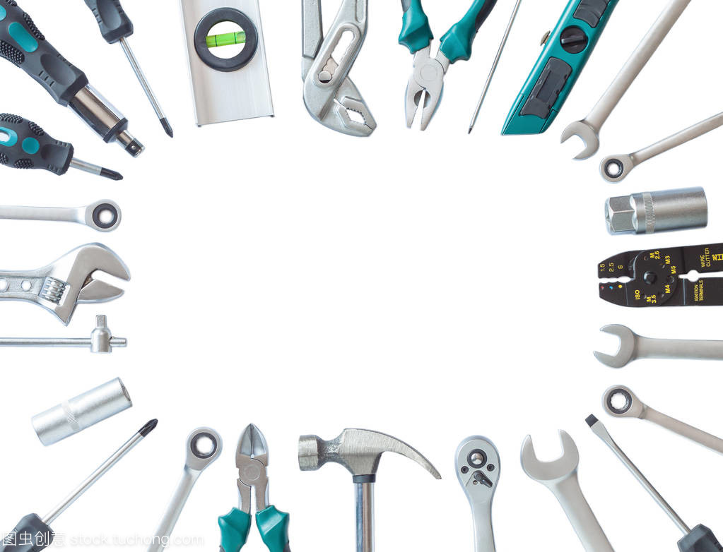 工具设置隔离上白色背景的五金工具介绍